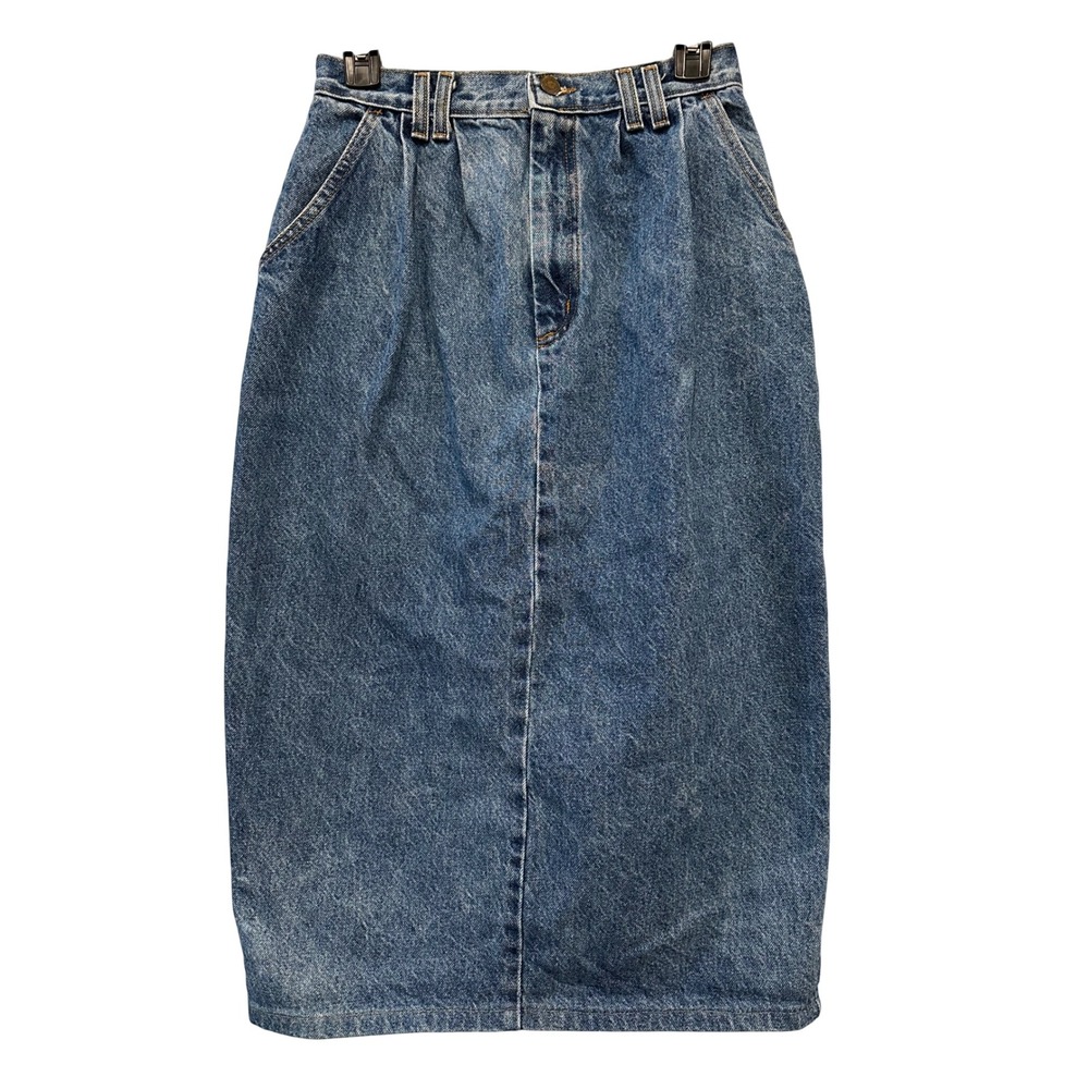 Vintage Vivaldi Jeanswear Women's Denim Maxi Skirt‎ Blue Size 10 Back Slit USA